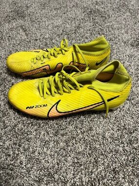 Nike Yellow Air Zoom Soccer Cleats with Black Swoosh